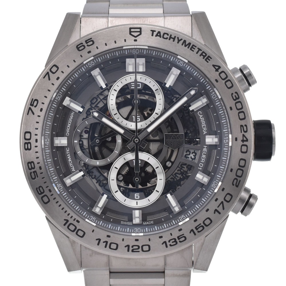 タグホイヤー TAG HEUER CAR2A8A.BF0707 カレラ キャリバーホイヤー01 チタン デイト 自動巻き メンズ 美品 箱付き 腕時計 G#147605
