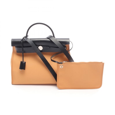エルメス HERMES エールバッグジップPM ナチュラルサブレ ハンドバッグ バッグ キャンバス レザー ヴァッシュハンター トワルミリタリー ナチュラルサブレ A刻印(2017年製造) レディース ブラウン系 / ブラック系