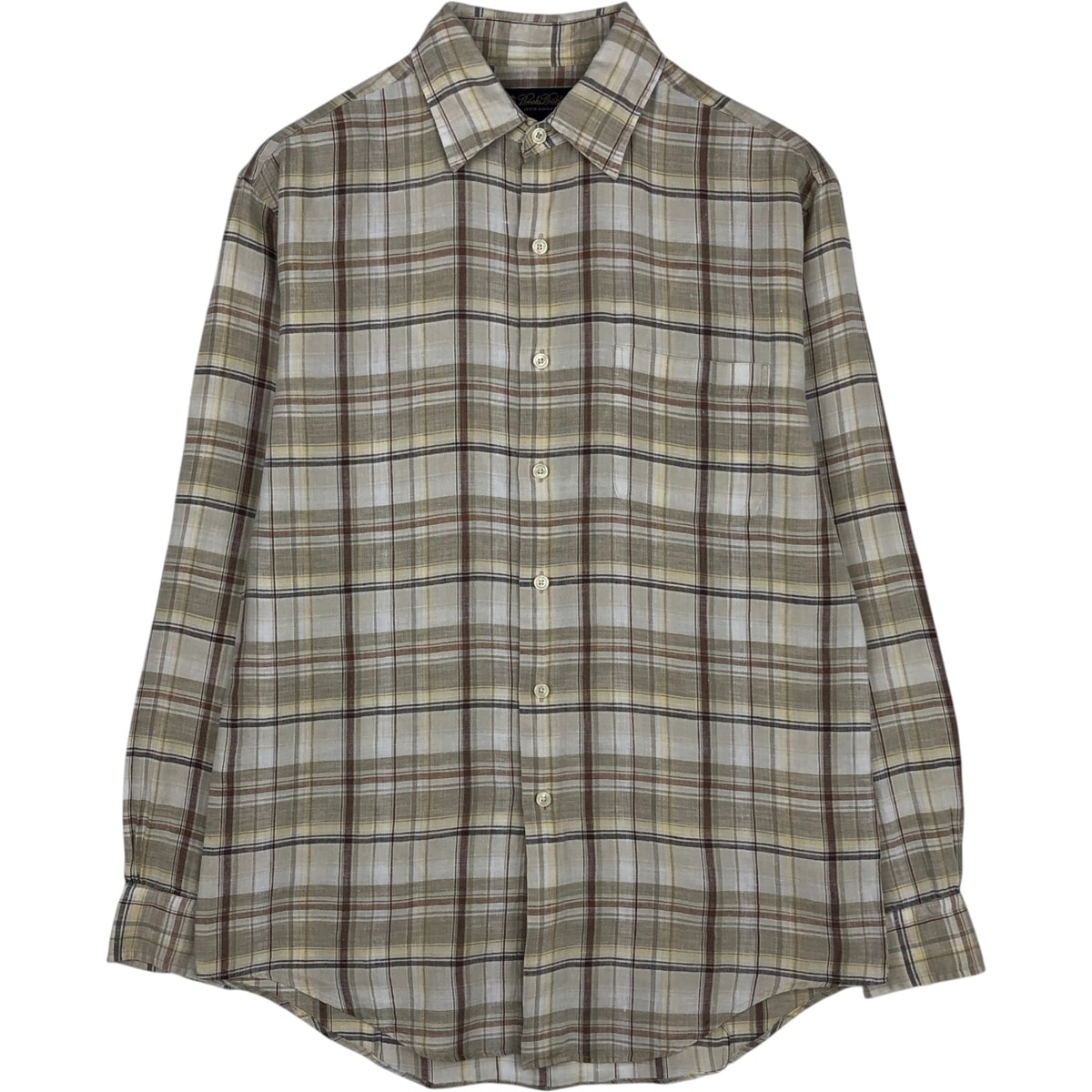 古着 ブルックスブラザーズ Brooks Brothers チェック柄 長袖 リネンシャツ メンズM相当/eaa633554