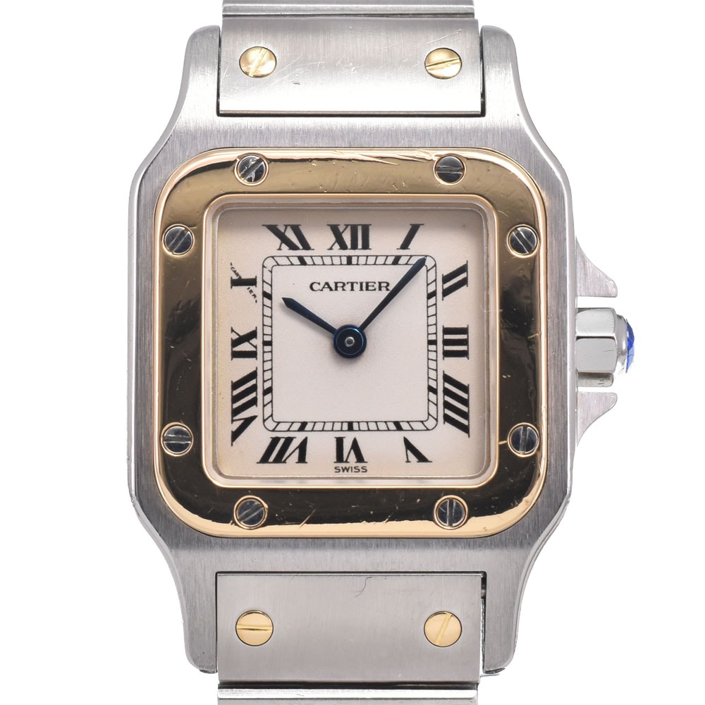カルティエ CARTIER W20012C4 サントスガルベSM SS/K18YG アイボリー クォーツ レディース 良品 箱・保証書付き 腕時計 L#150018