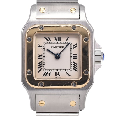 カルティエ CARTIER W20012C4 サントスガルベSM SS/K18YG アイボリー クォーツ レディース 良品 箱・保証書付き 腕時計 L#150018