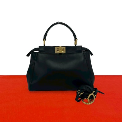 FENDI フェンディ ピーカブー ミニ 2way レザー ショルダーバッグ ブラック
52541