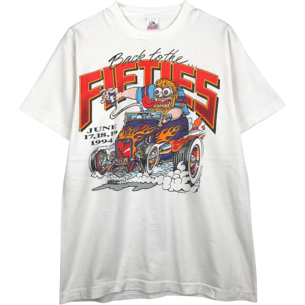 古着 90年代 フルーツオブザルーム FRUIT OF THE LOOM Back to the Fifties バック トゥ ザ フィフティーズ ファイヤーパターン モーターサイクル バイクTシャツ USA製 メンズL相当 ヴィンテージ/eaa667570