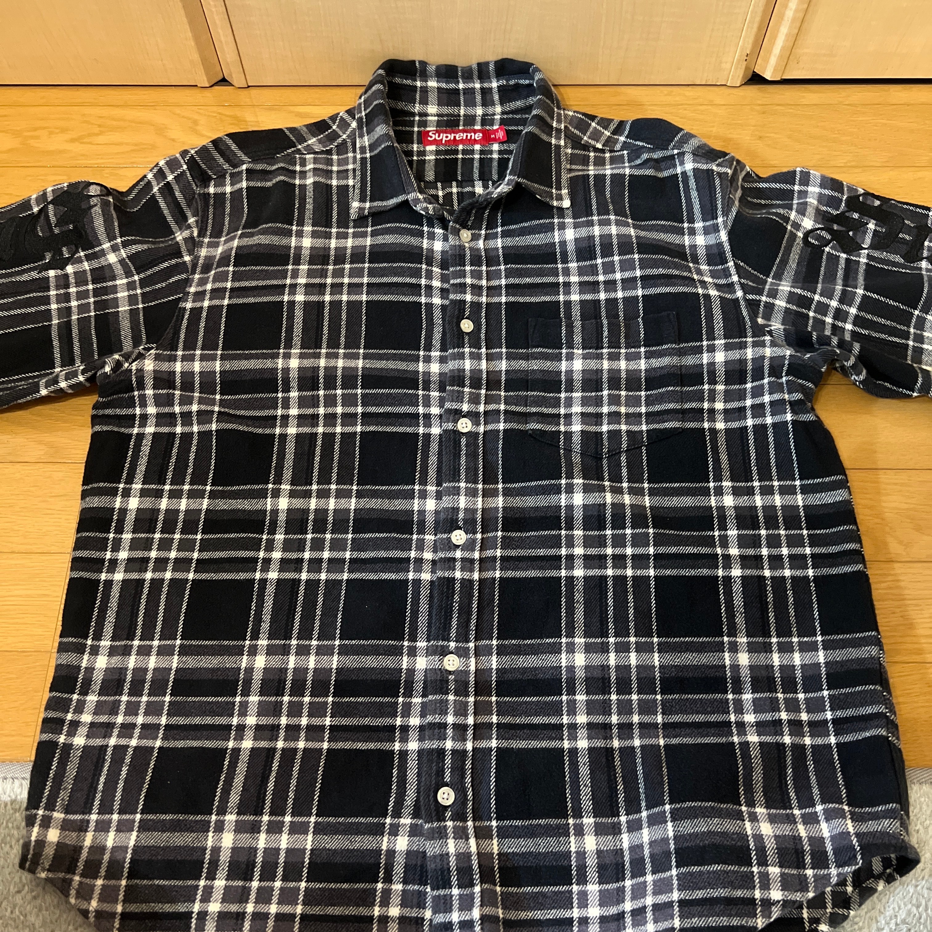 Supreme Old English Plaid Flannel Shirt "Black"