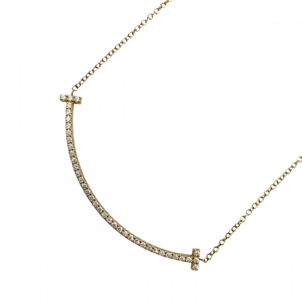 TIFFANY&Co. ティファニー ネックレス Tスマイル スモール ペンダント ジュエリー アクセサリー 18金YG Au750 K18イエローゴールド    ダイヤモンド レディース 約2.2g【中古品】