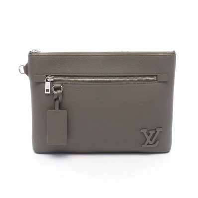 ルイ・ヴィトン LOUIS VUITTON テイクオフ ポーチ LVエアログラム セカンドバッグ クラッチバッグ バッグ レザー メンズ カーキ系 M81735 【中古】