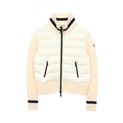 モンクレール MONCLER ニット切替 ダウンジャケット 衣料品 アウター ナイロン ウール レディース ホワイト系 / アイボリー系 9B00004 【中古】