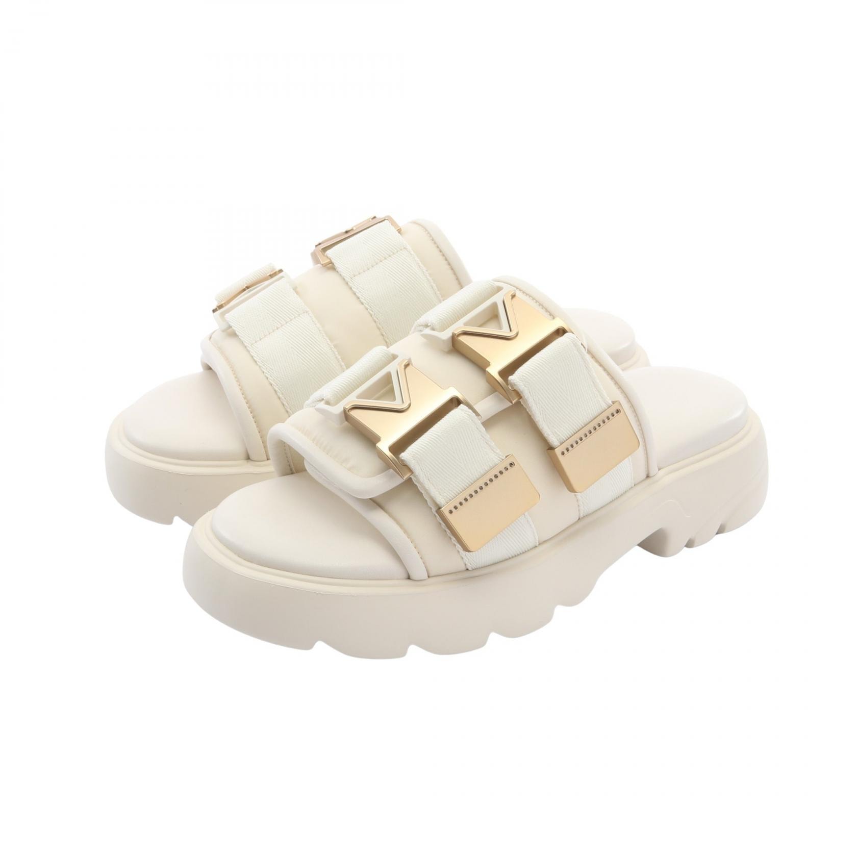 ボッテガヴェネタ BOTTEGA VENETA FLASH フラッシュ サンダル 靴 ナイロン レザー レディース アイボリー系 【中古】