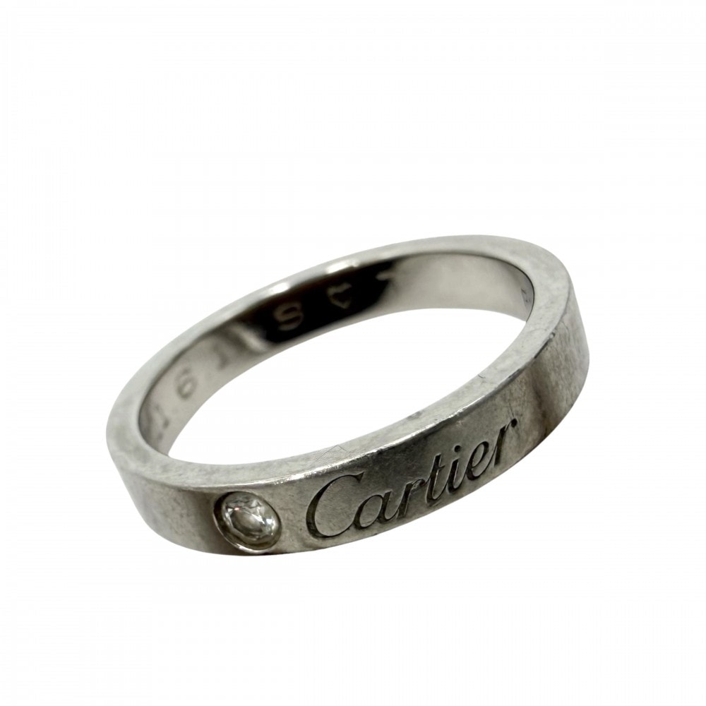 CARTIER カルティエ 指輪 Cドゥ エングレーブド ジュエリー アクセサリー 1Pダイヤ 49サイズ Pt950プラチナ    ダイヤモンド 約9号 レディース 約4.8g【中古品】