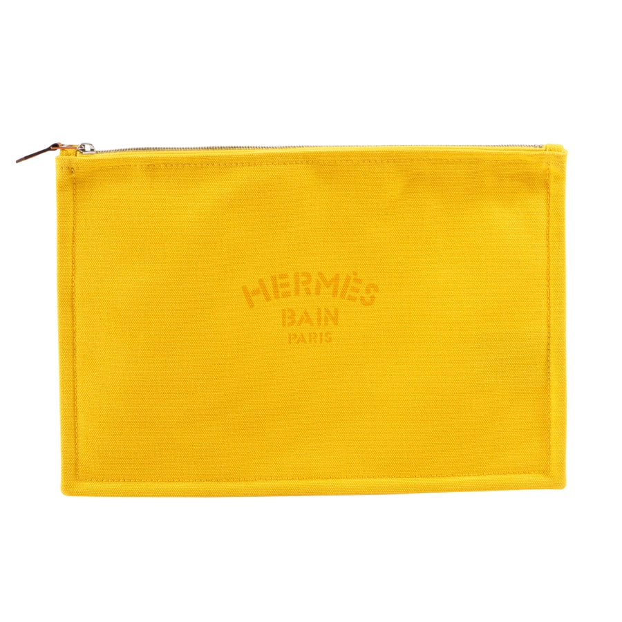 HERMES エルメス フラットポーチ 化粧ポーチ イエロー【中古】