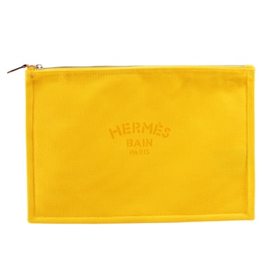 HERMES エルメス フラットポーチ 化粧ポーチ イエロー【中古】