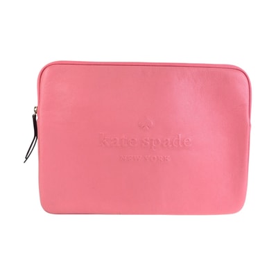 美品 Kate Spade ケイトスペード ノートパソコンケース ピンク ゴールド金具 レザー PCケース クラッチバッグ 603820 【中古】