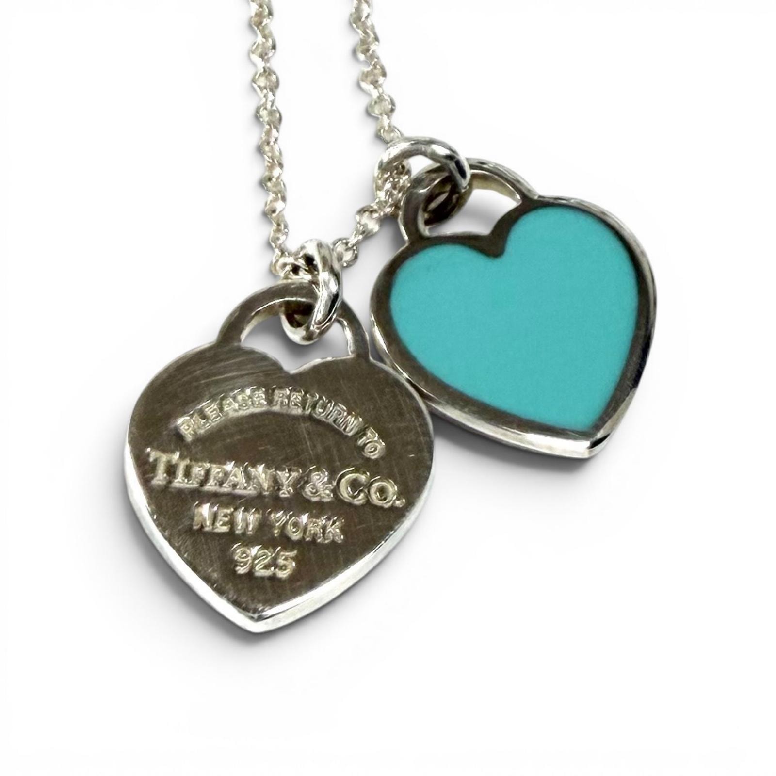 美品 ティファニー ティファニー ブルー ダブル ハート タグ ペンダント