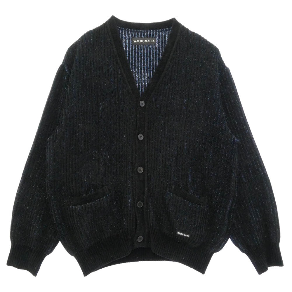 WACKO MARIA ワコマリア 25AW 25FW-WMK-KN04 GLITTER KNIT CARDIGAN グリッター ニット カーディガン ブラック系 ブルー系 XL【中古】
