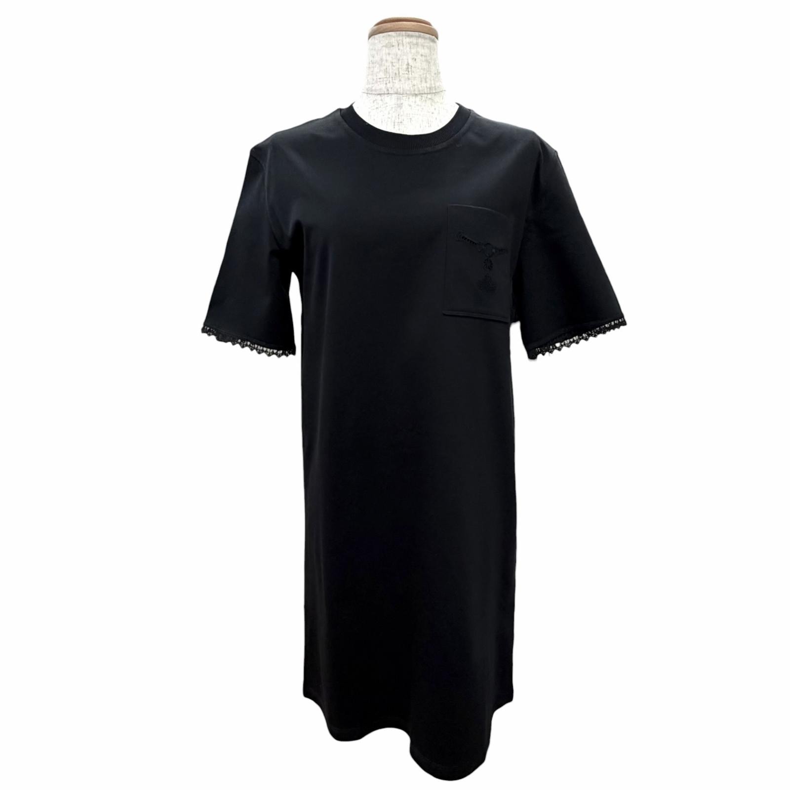 極美品 エルメス 半袖Tシャツ ワンピース ブラック 34 5H4505DC