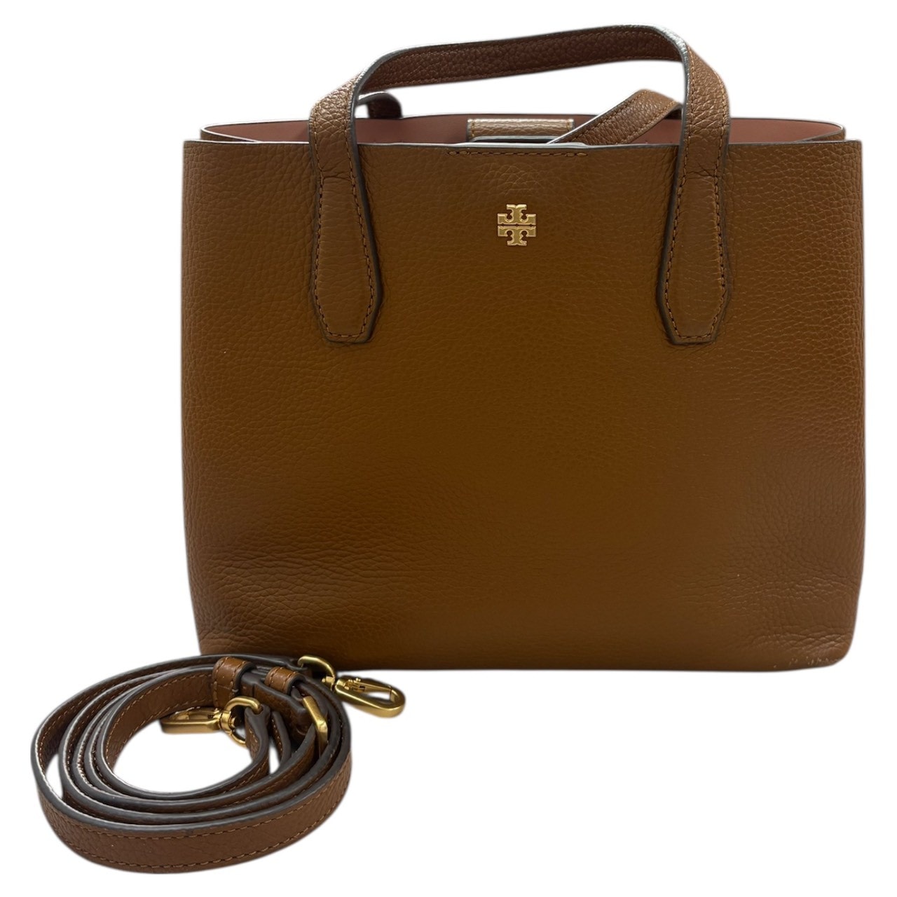 Tory Burch トリーバーチ ブレイク ブラウン ゴールド金具 レザー トートバッグ ハンドバッグ 2way S1-00018 【中古】