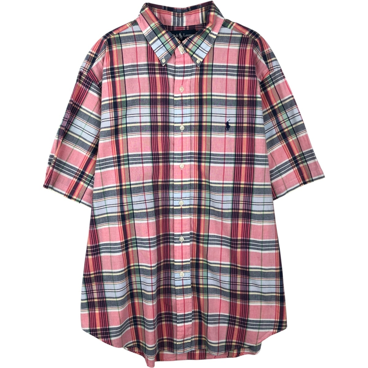 古着 ラルフローレン Ralph Lauren CLASSIC FIT クラシックフィット 半袖 ボタンダウン チェックシャツ メンズXL相当/eaa643957