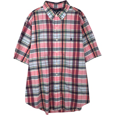 古着 ラルフローレン Ralph Lauren CLASSIC FIT クラシックフィット 半袖 ボタンダウン チェックシャツ メンズXL相当/eaa643957