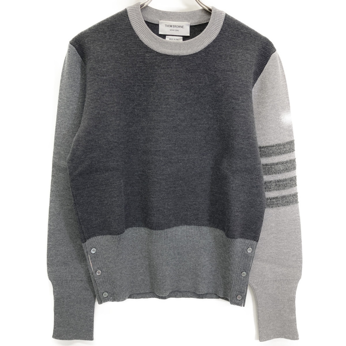 トムブラウン ｸﾞﾚｰ ｳｰﾙ ｽﾘｰｽﾄﾗｲﾌﾟ ﾆｯﾄ ﾄｯﾌﾟｽ 1