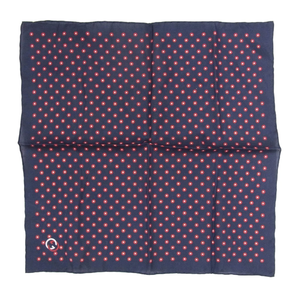 GUCCI グッチ その他アクセサリー SILK シルク ハンカチーフ ハンカチ ネイビー系【中古】