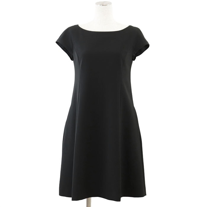 美品 フォクシー 39498 フレンチスリーブ ワンピース レディース ブラック 38 FOXEY
