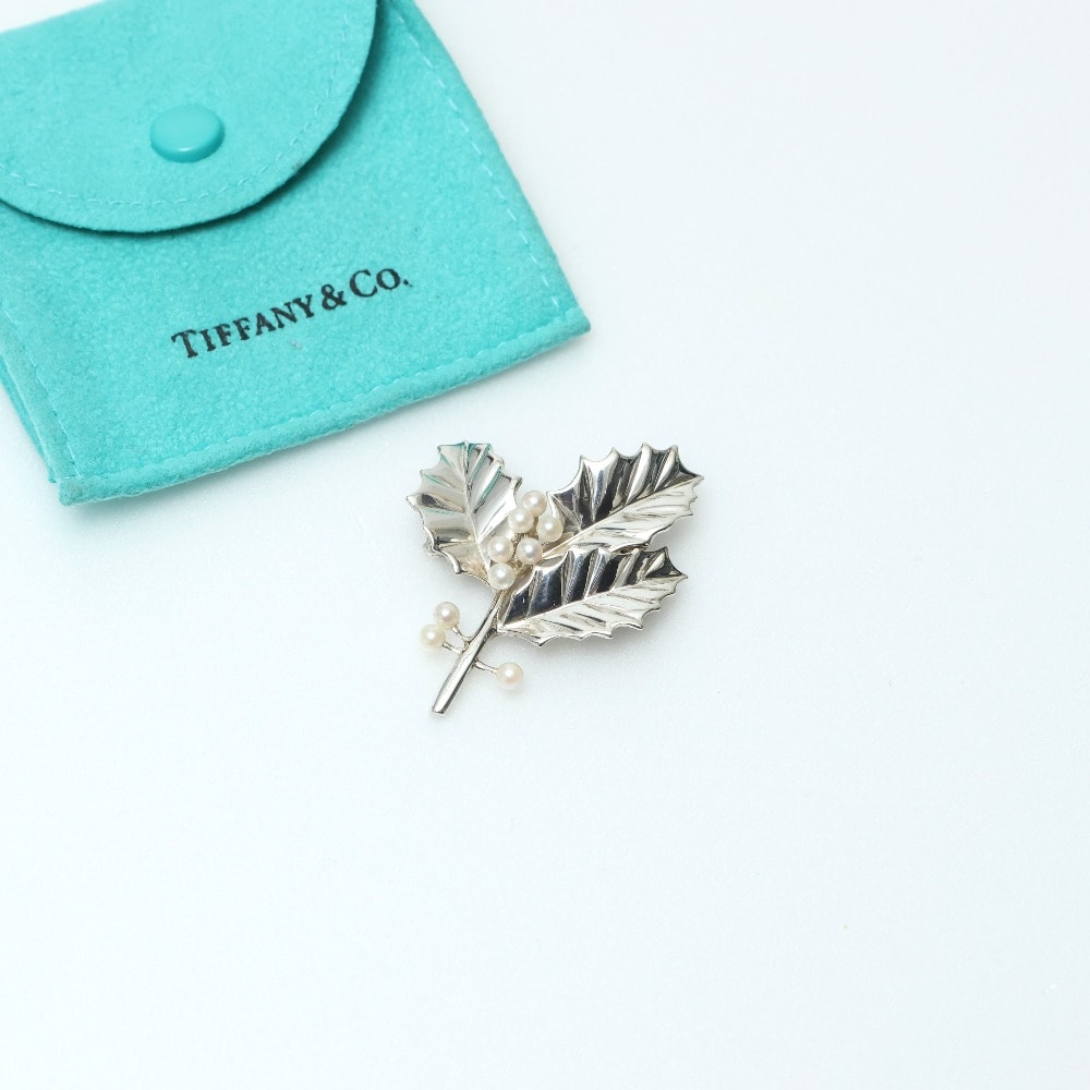 TIFFANY&Co. ティファニー ヴィンテージ ブローチ ヒイラギ パールモチーフ シルバー925 ブランド古着【中古】20260807/RB0348