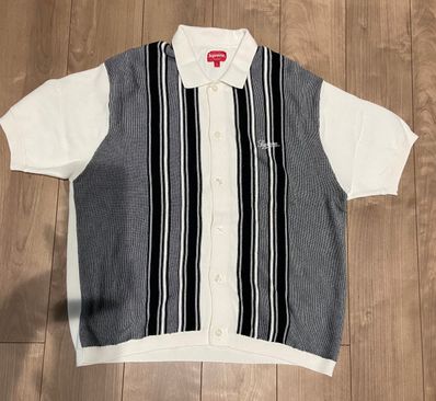 Supreme Stripe Button Up Polo "White"