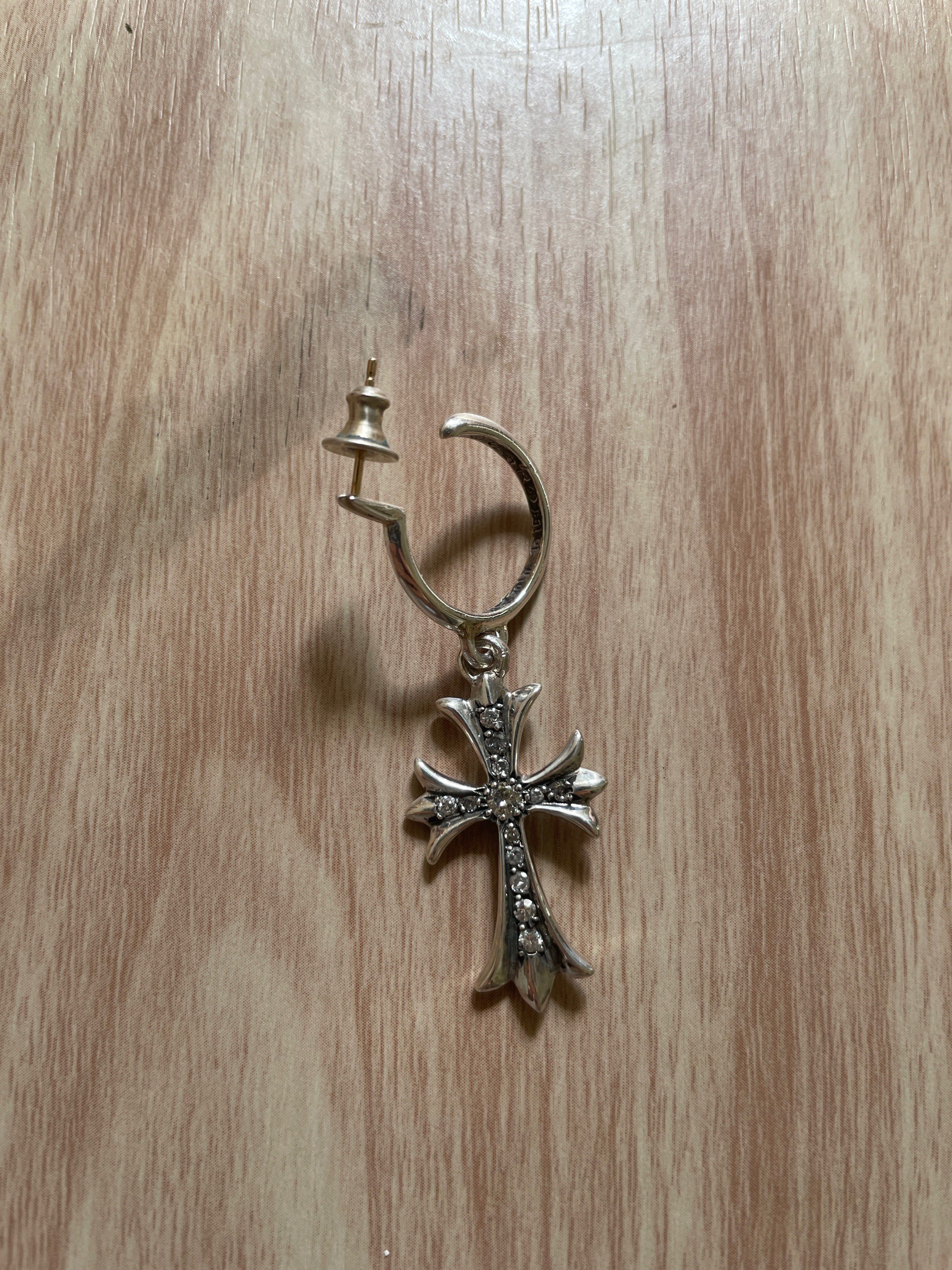 Chrome Hearts Hoop CH Cross Earrings "Silver"