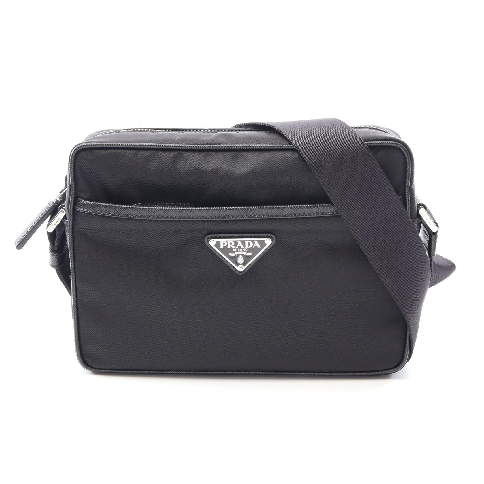 プラダ PRADA RE-NYLON TESSUTO+SAFFIANO ショルダーバッグ バッグ ナイロン サフィアーノレザー メンズ レディース ブラック系 2VH0482DMHF0002 【新品】