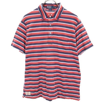 Polo by Ralph Lauren ポロバイラルフローレン ボーダー柄 半袖 ポロシャツ XL 赤×ネイビー