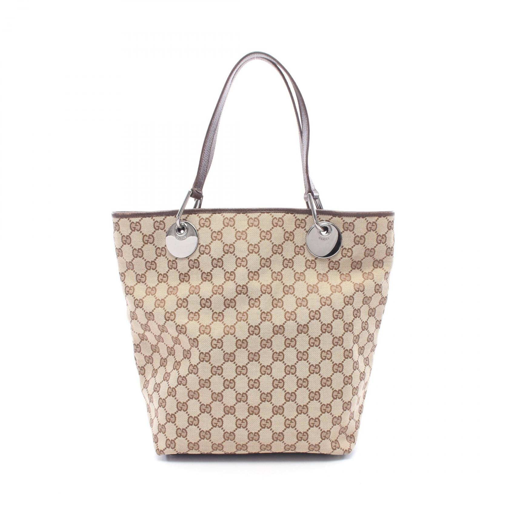 グッチ GUCCI GGキャンバス トートバッグ バッグ キャンバス レザー レディース ベージュ系 / ブラウン系 120836 【中古】