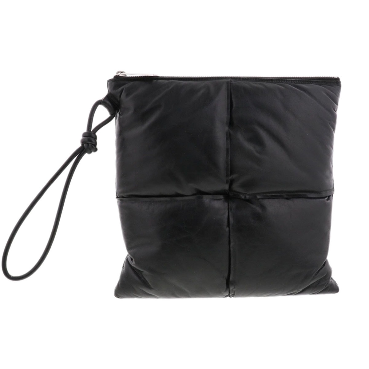 BOTTEGAVENETA ボッテガヴェネタ マキシ イントレチャート ポーチ セカンドバッグ 630349 レザー ブラック  ユニセックス【中古】