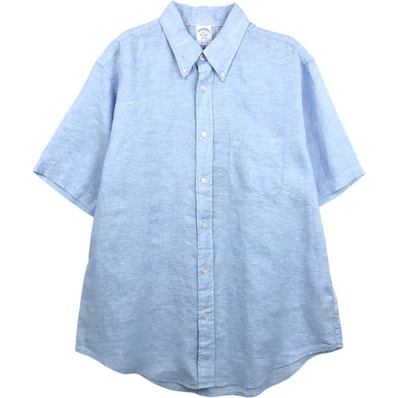 古着 ブルックスブラザーズ Brooks Brothers Est.1818 半袖 リネン ボタンダウンシャツ メンズXL相当/eaa658311