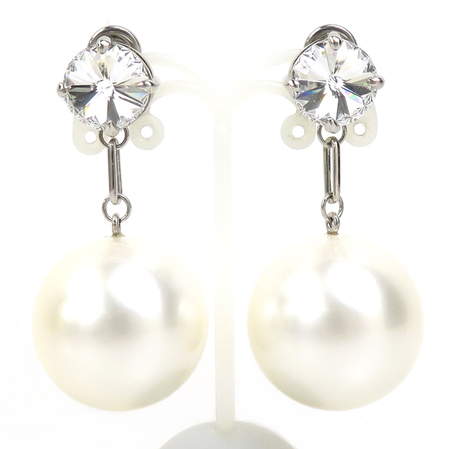 ミュウミュウ MIUMIU イヤリング メタル/フェイクパール ホワイト×シルバー レディース【中古】 h31913a