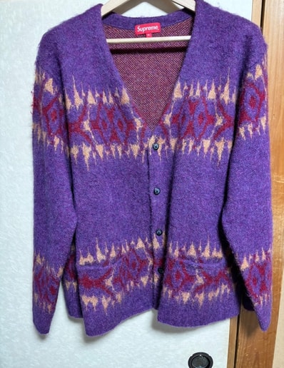 Supreme Abstract Stripe Cardigan "Plum"