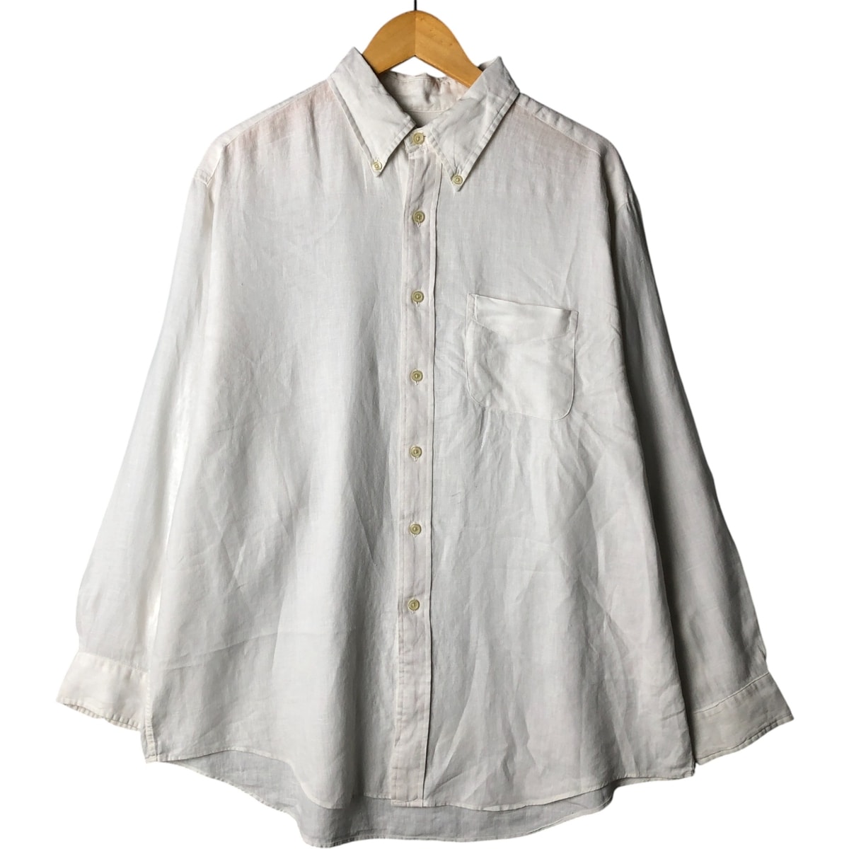 古着 ブルックスブラザーズ Brooks Brothers Est.1818 長袖 リネン ボタンダウンシャツ メンズXL相当/eaa570330