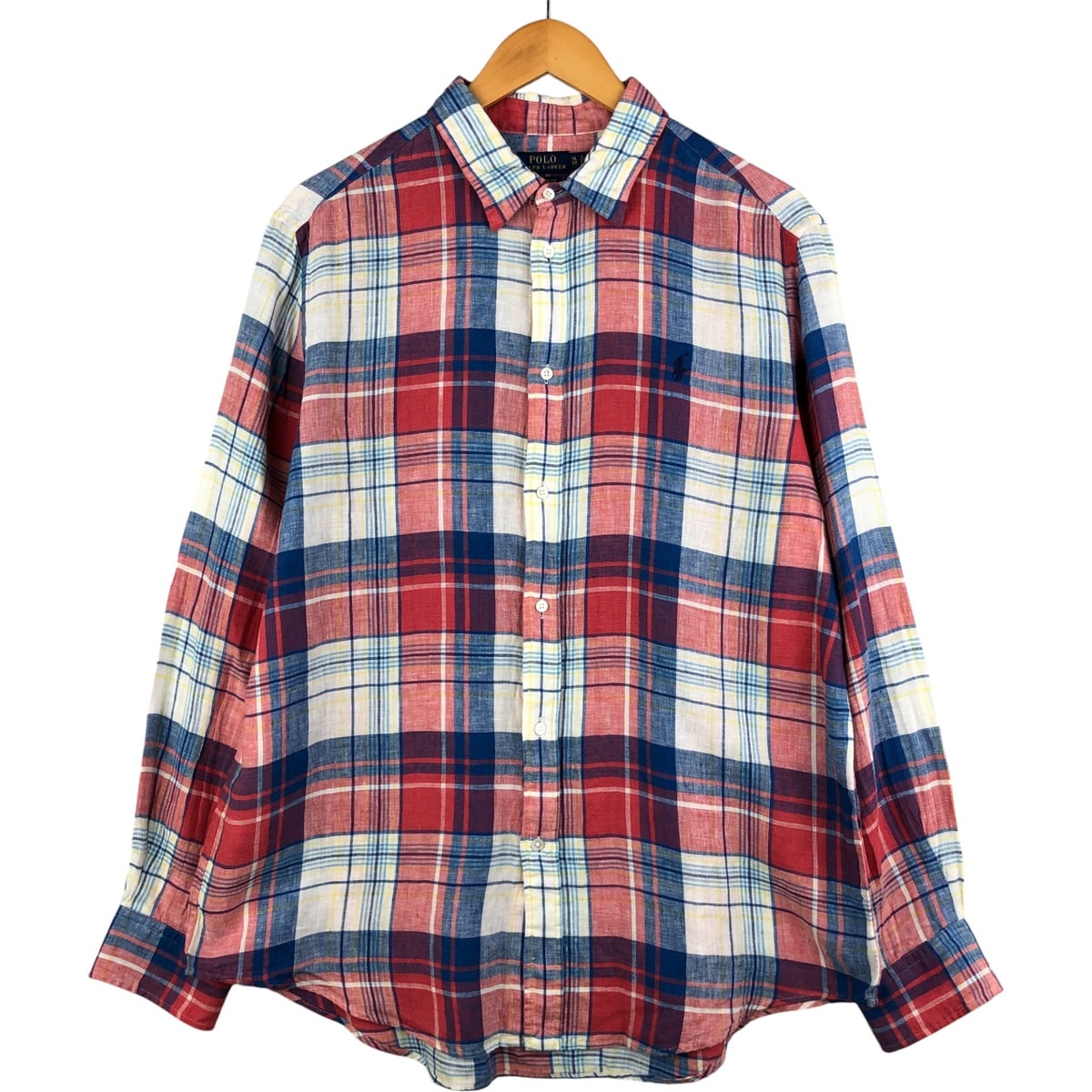 古着 ラルフローレン Ralph Lauren POLO RALPH LAUREN RELAXED FIT チェック柄 長袖 リネンシャツ メンズXL相当/eaa594713