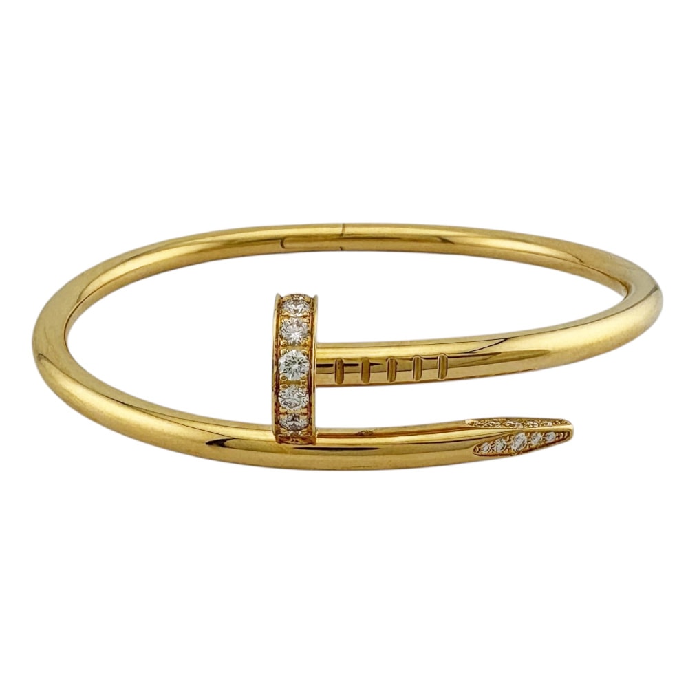 カルティエ ジュストアンクル バングル 18金 K18イエローゴールド ダイヤモンド レディース CARTIER 中古