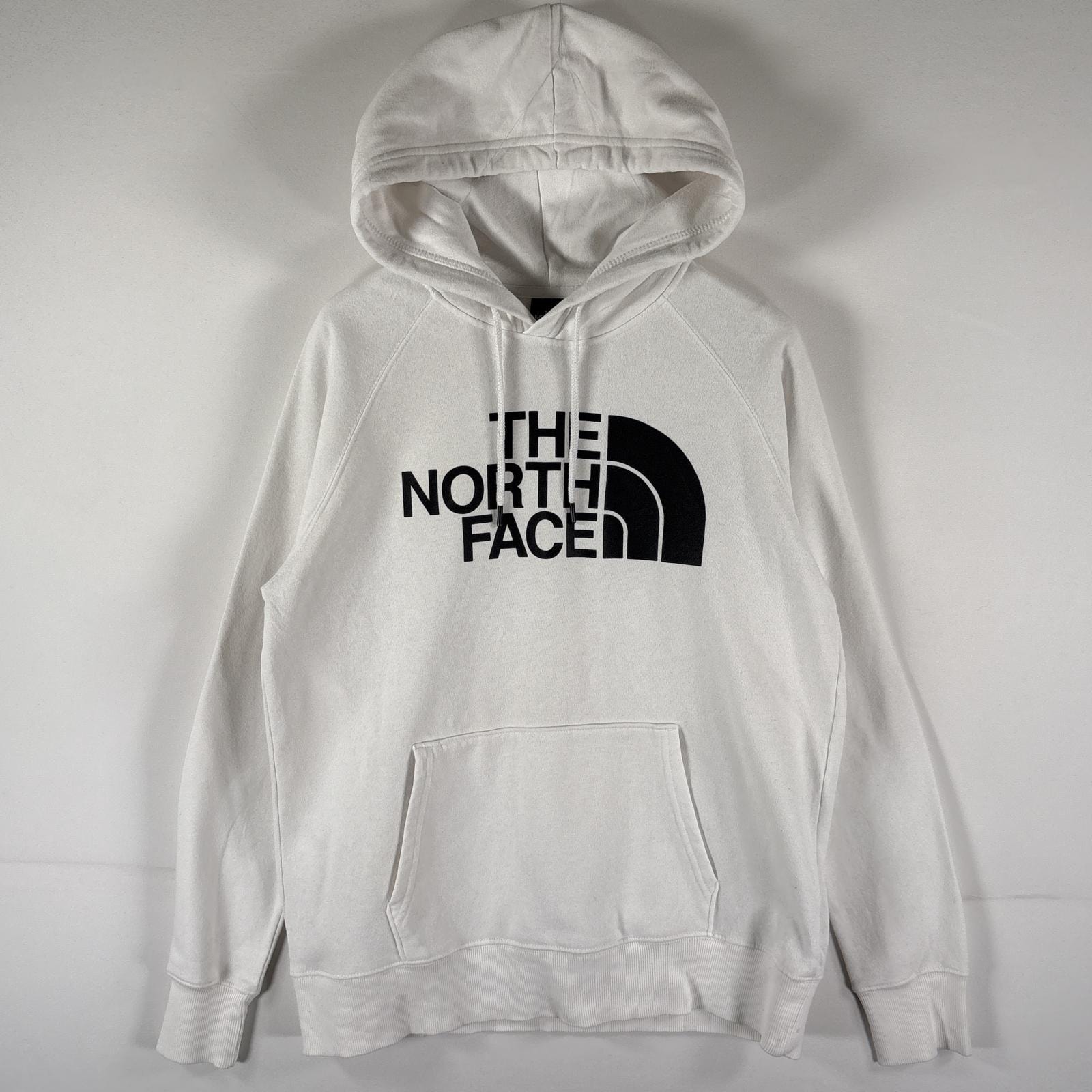 古着 ザ・ノースフェイス THE NORTH FACE パーカー スウェット フーディ ビッグロゴ アウトドア M  ホワイト レディース