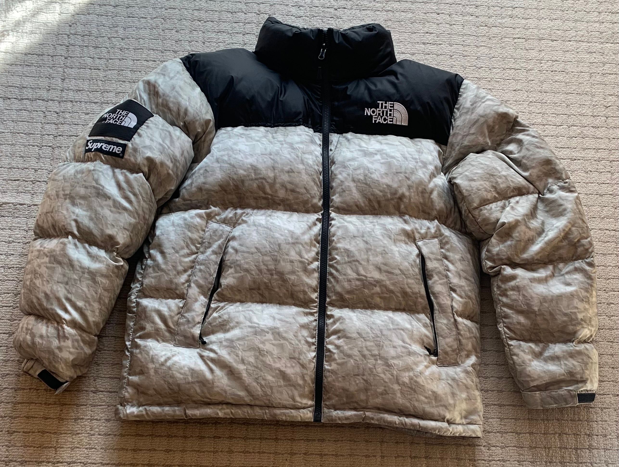 Supreme x The North Face Nuptse Jacket "White Paper Print"