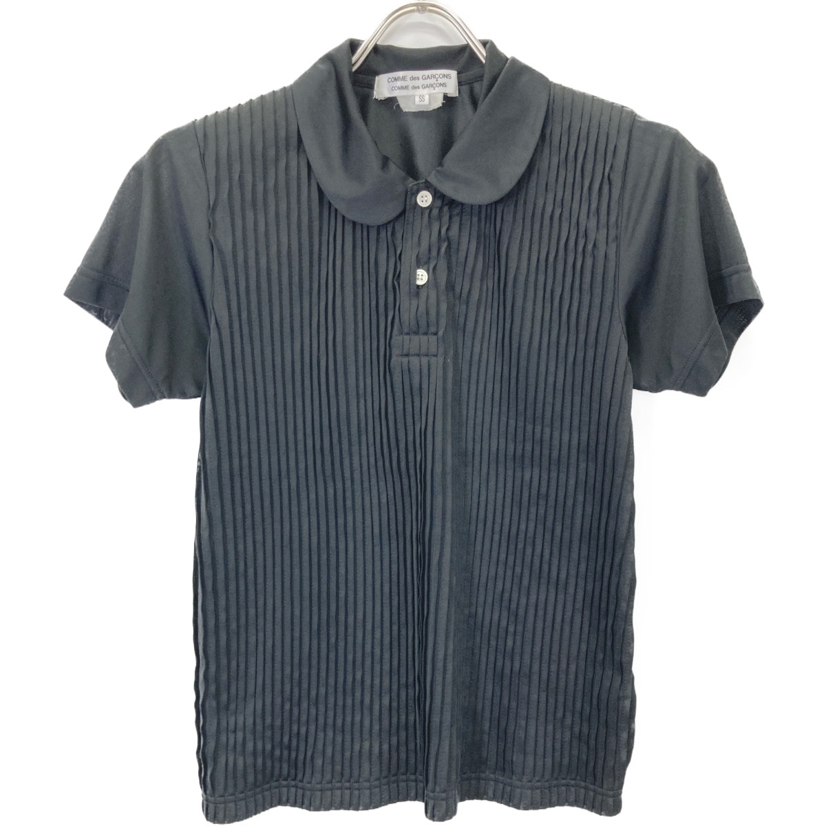 コムデギャルソン 丸襟 プリーツシャツ ブラック S