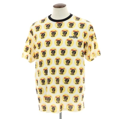 【中古】シュプリーム Supreme 2024年春夏 Black Cat S/S Top コットンポリエステル 半袖Tシャツ オフホワイトxイエロー【サイズL】【メンズ】