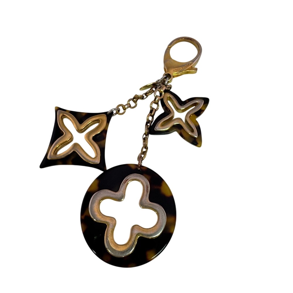ルイヴィトン LOUIS VUITTON キーホルダー レオパードフラワー べっ甲柄 ビジューサックアンソレンス バッグチャーム M65087 ゴールド