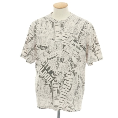 【中古】シュプリーム Supreme 2025年春夏 Newspaper S/S Top コットンポリエステル 半袖Tシャツ ホワイト【サイズS】【メンズ】