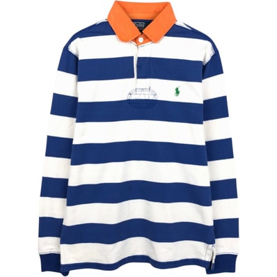 古着 ラルフローレン Ralph Lauren POLO by Ralph Lauren CUSTOM FIT ボーダー柄 長袖 ラガーシャツ メンズS相当/eaa650992