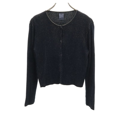 ZARA ザラ 長袖 ラメリブ ニットカーディガン 13-14 ネイビー