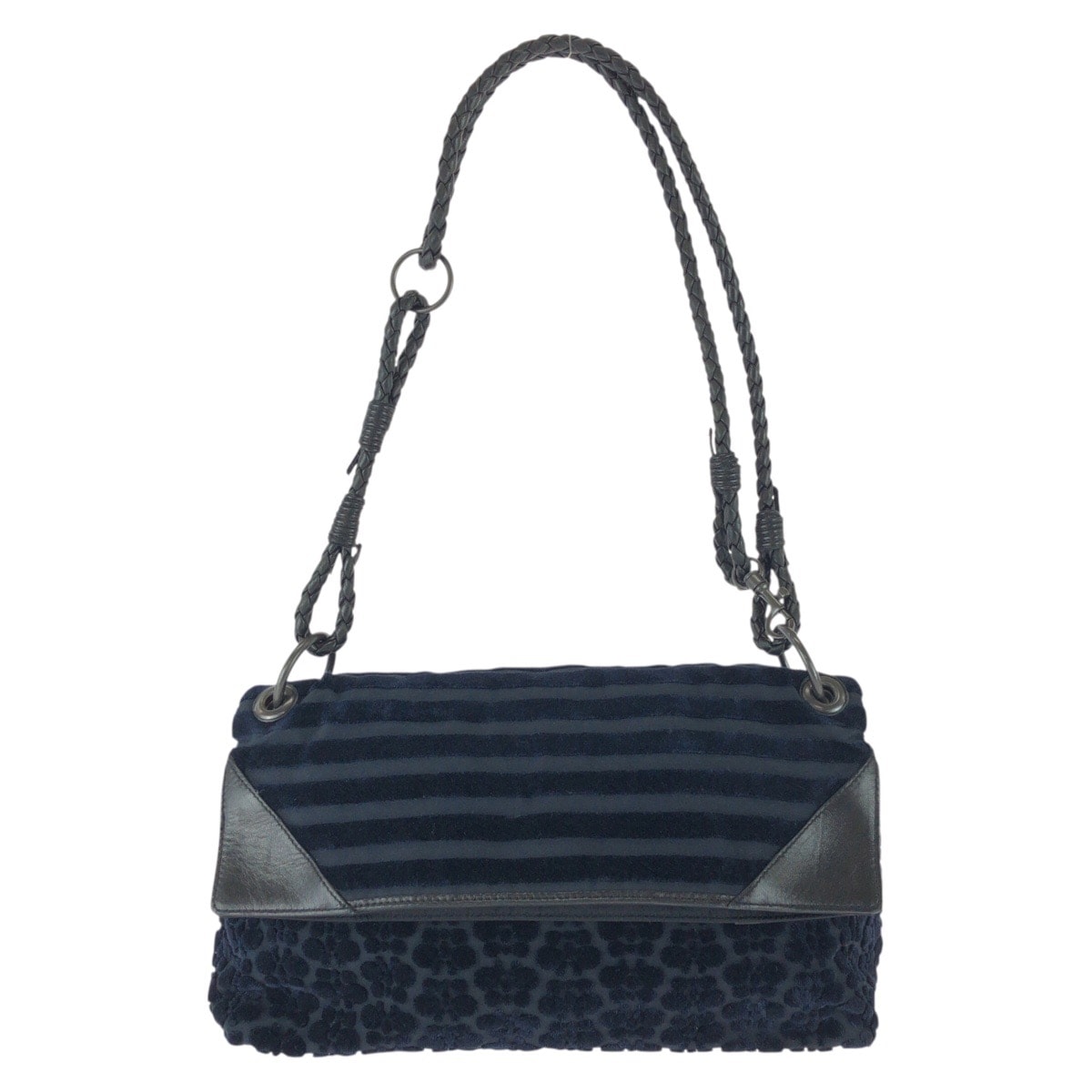 BOTTEGAVENETA ボッテガヴェネタ ネイビー ブラック ベロア レザー/ ショルダーバッグ 603776 【中古】