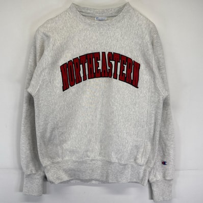 古着 チャンピオン Champion スウェット リバースウィーブ トレーナー クルーネック カレッジ刺繍 S グレー系 メンズ