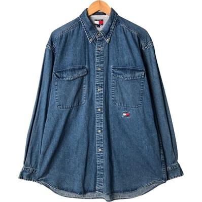 古着 90年代~ トミーヒルフィガー TOMMY HILFIGER JEANS 長袖 ボタンダウンデニムシャツ メンズM相当 ヴィンテージ/eaa586902