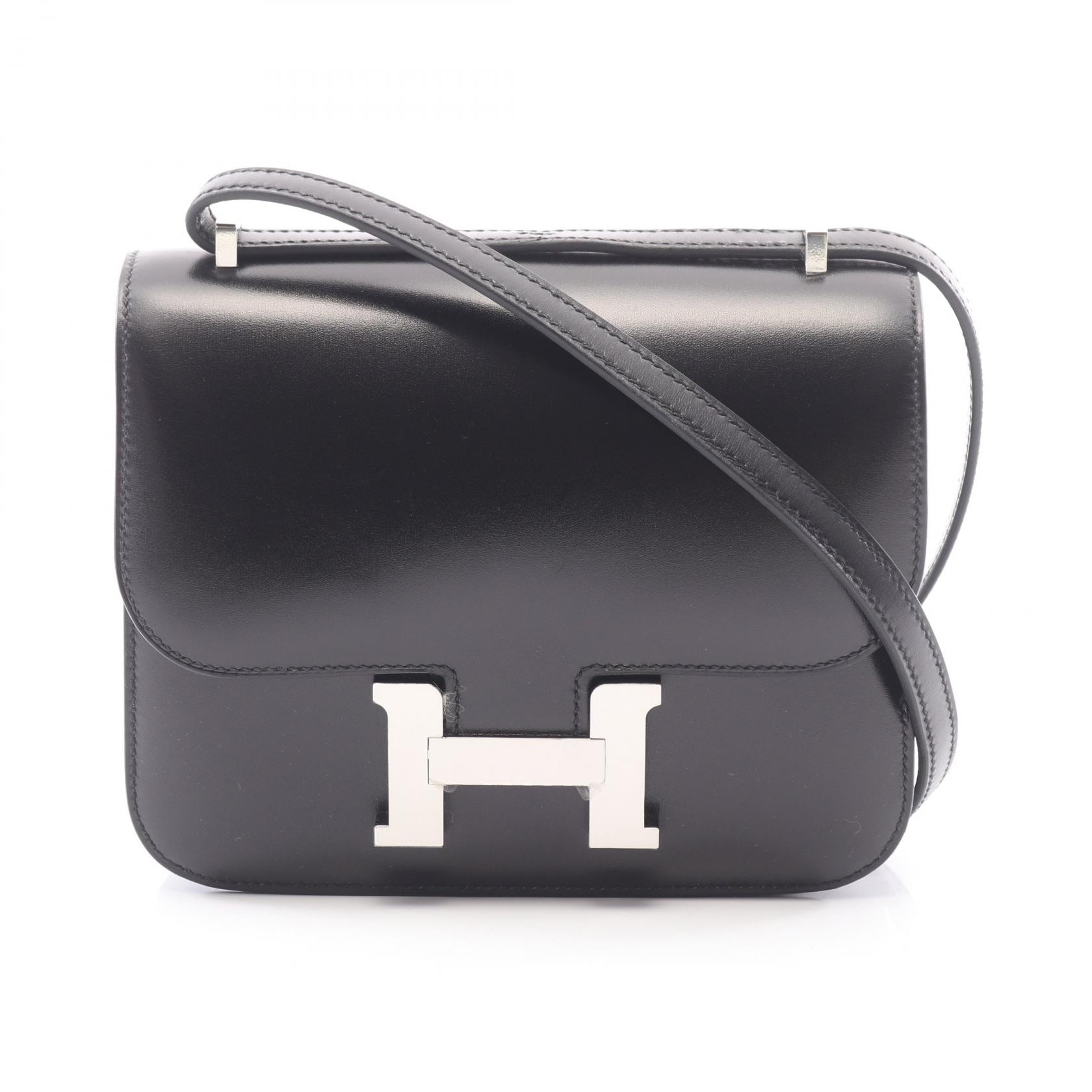 エルメス HERMES コンスタンス3 ミニ ショルダーバッグ バッグ カーフ(牛革) レザー ボックスカーフ W刻印(2024年製造) レディース ブラック系 【中古】